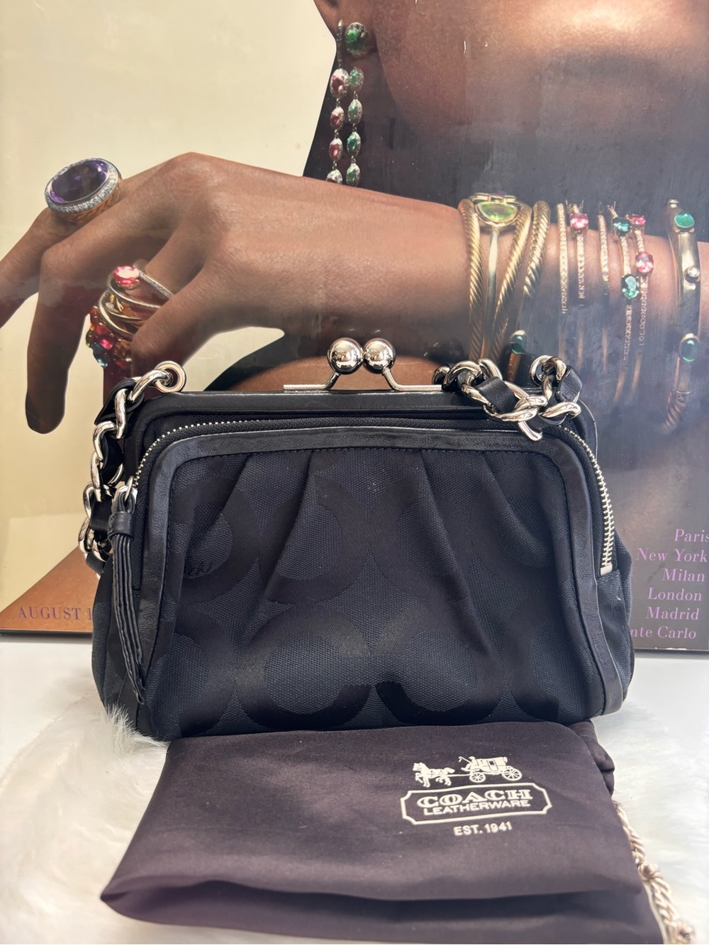 Coach Parker Optic Double Zip Kisslock Shoulder Bag - Picture 2 of 7